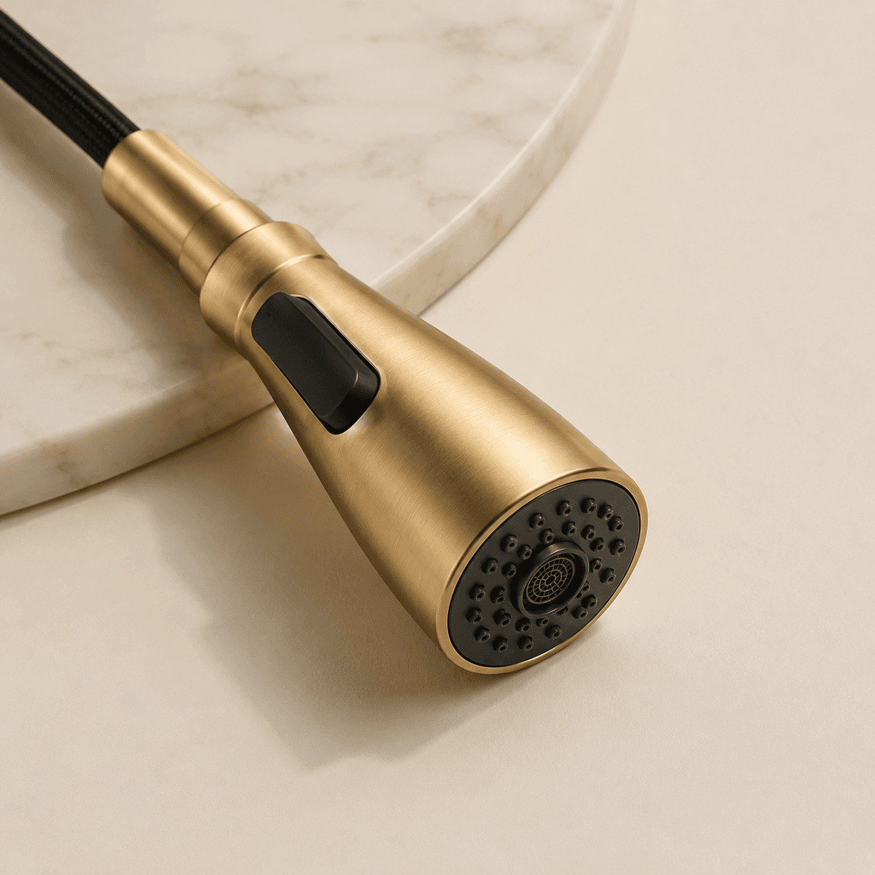 Brushed Gold Pull-Down Sprayer Head